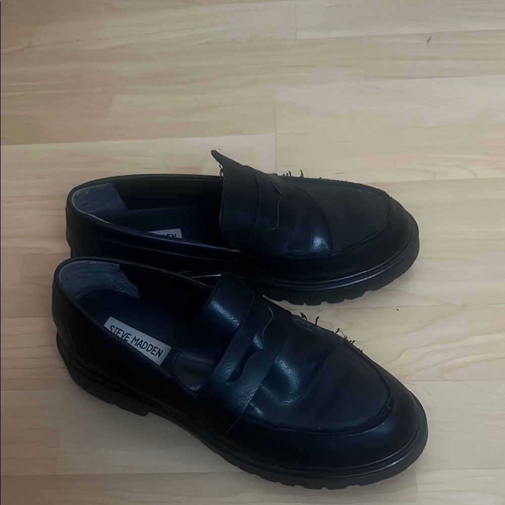 Chunky sole black loafers